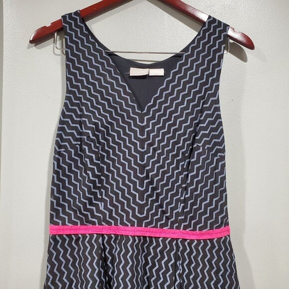 eShakti Women's Fit and Flare Retro Zig Zag Sleeveless Dress Black Gray Sz 6? - Picture 3 of 14